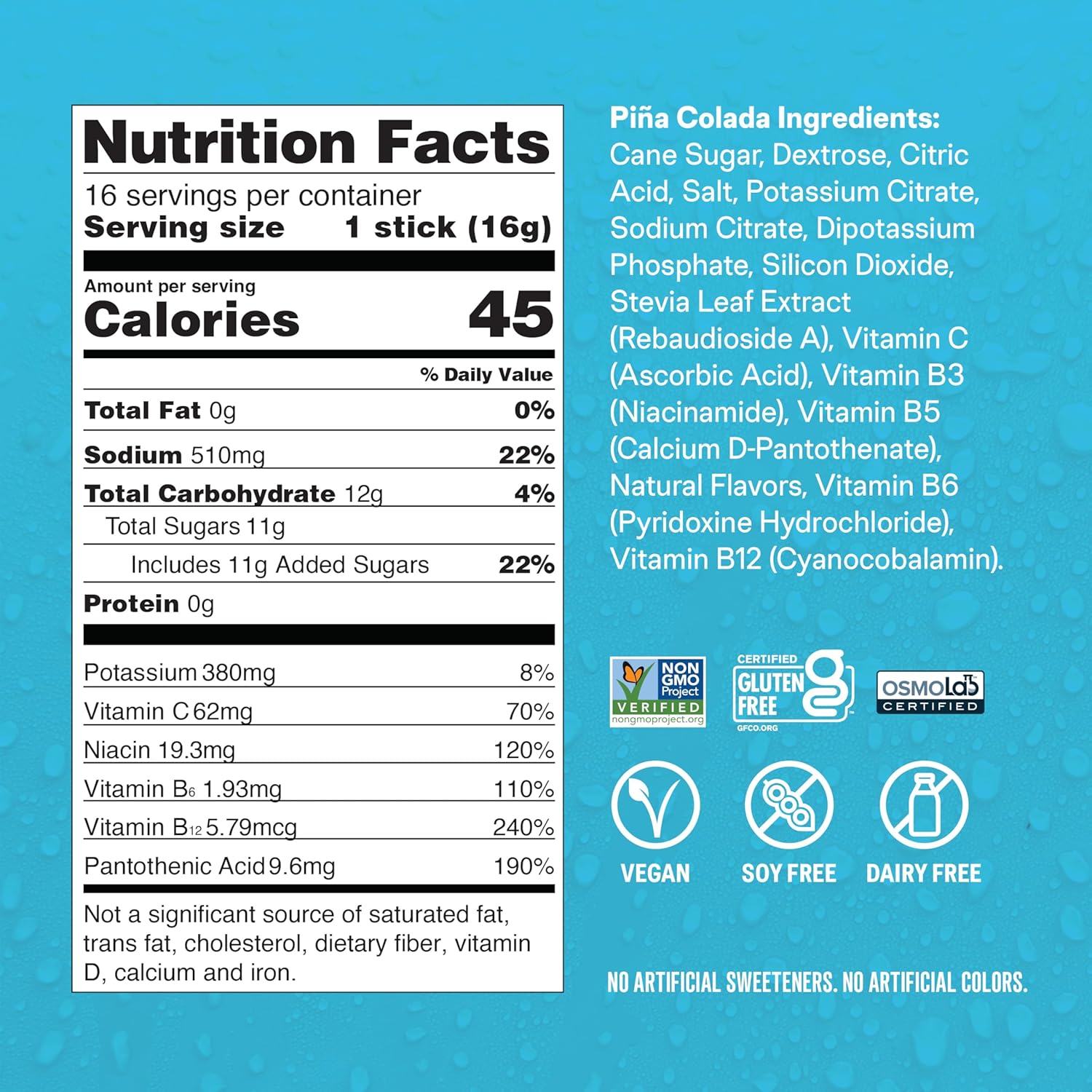 Liquid I.V.® Hydration Multiplier - Pina Colada Electrolyte Powder Drink Mix - 1 Pack (16 Servings)