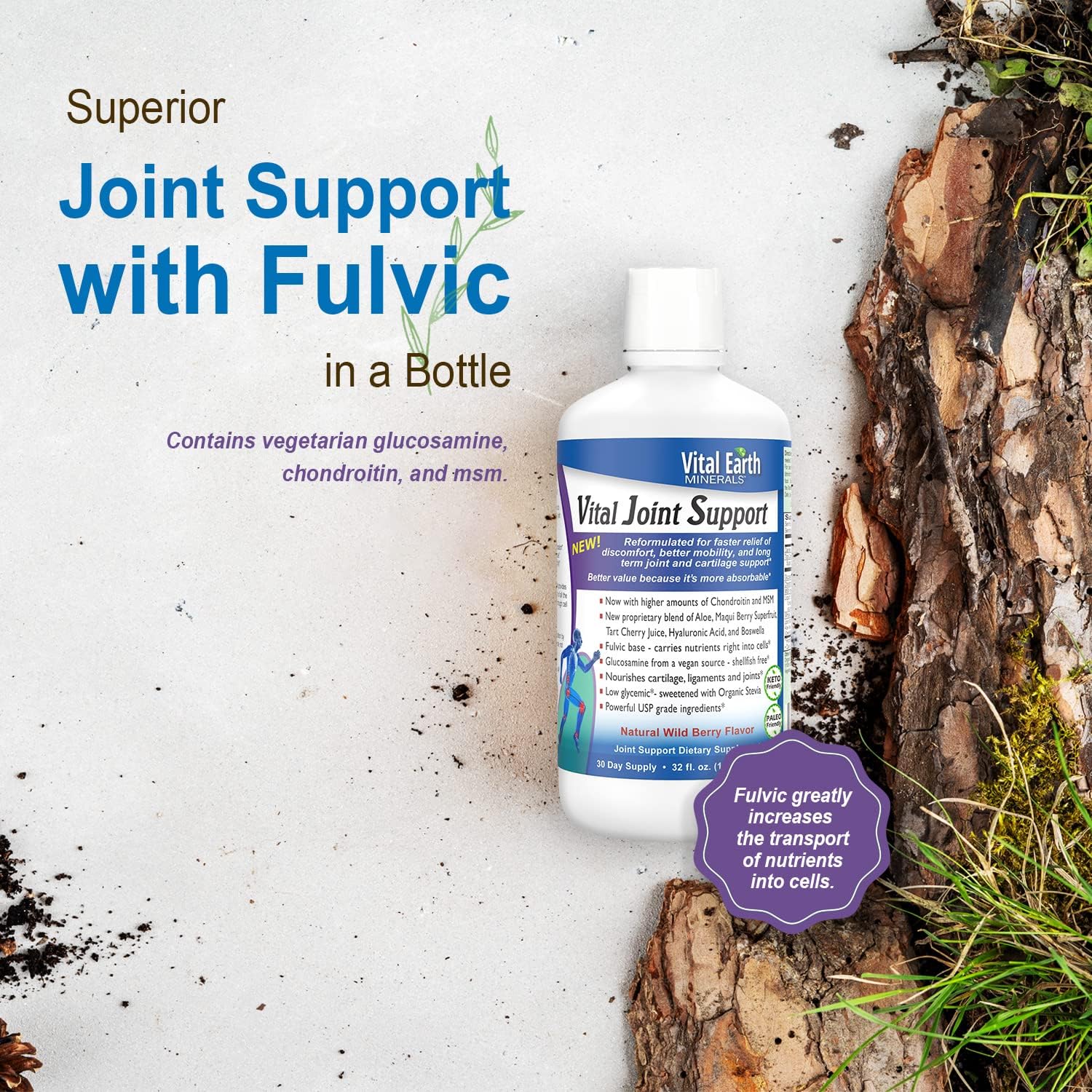 Liquid Joint Support Supplement with Fulvic Acid Trace Minerals - MSM, Glucosamine, Chondroitin, Aloe Vera, Tart Cherry, Hyaluronic Acid, Boswellia - 64 Fl Oz Pack