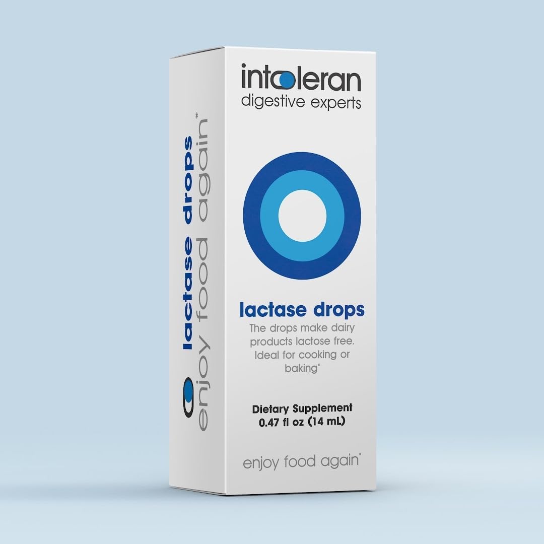 Liquid Lactase Enzyme Drops for Lactose Intolerance - 0.47 FL Oz (14ml) | Dairy-Free Cooking & Baking | Vegan Friendly & Low FODMAP Compliant