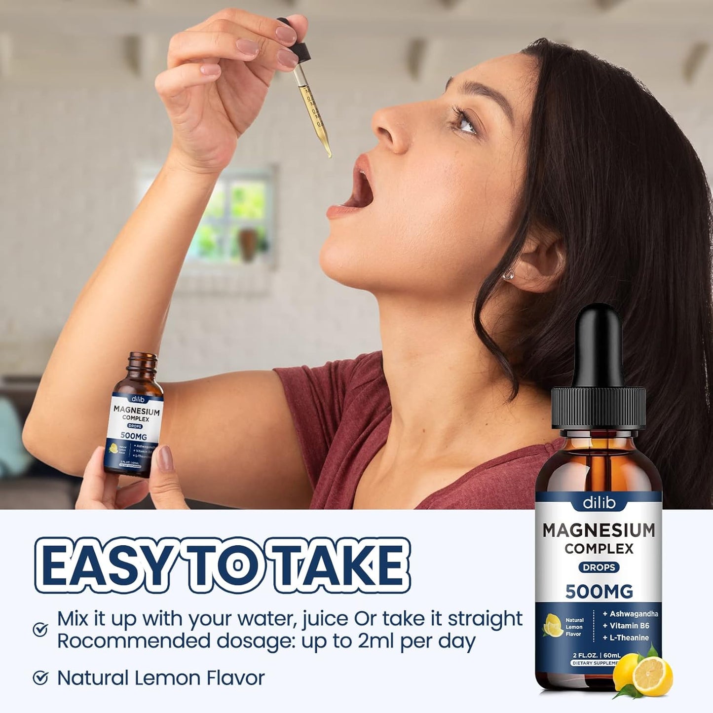 Liquid Magnesium Glycinate Citrate Malate Drops and Gummies Combo Pack