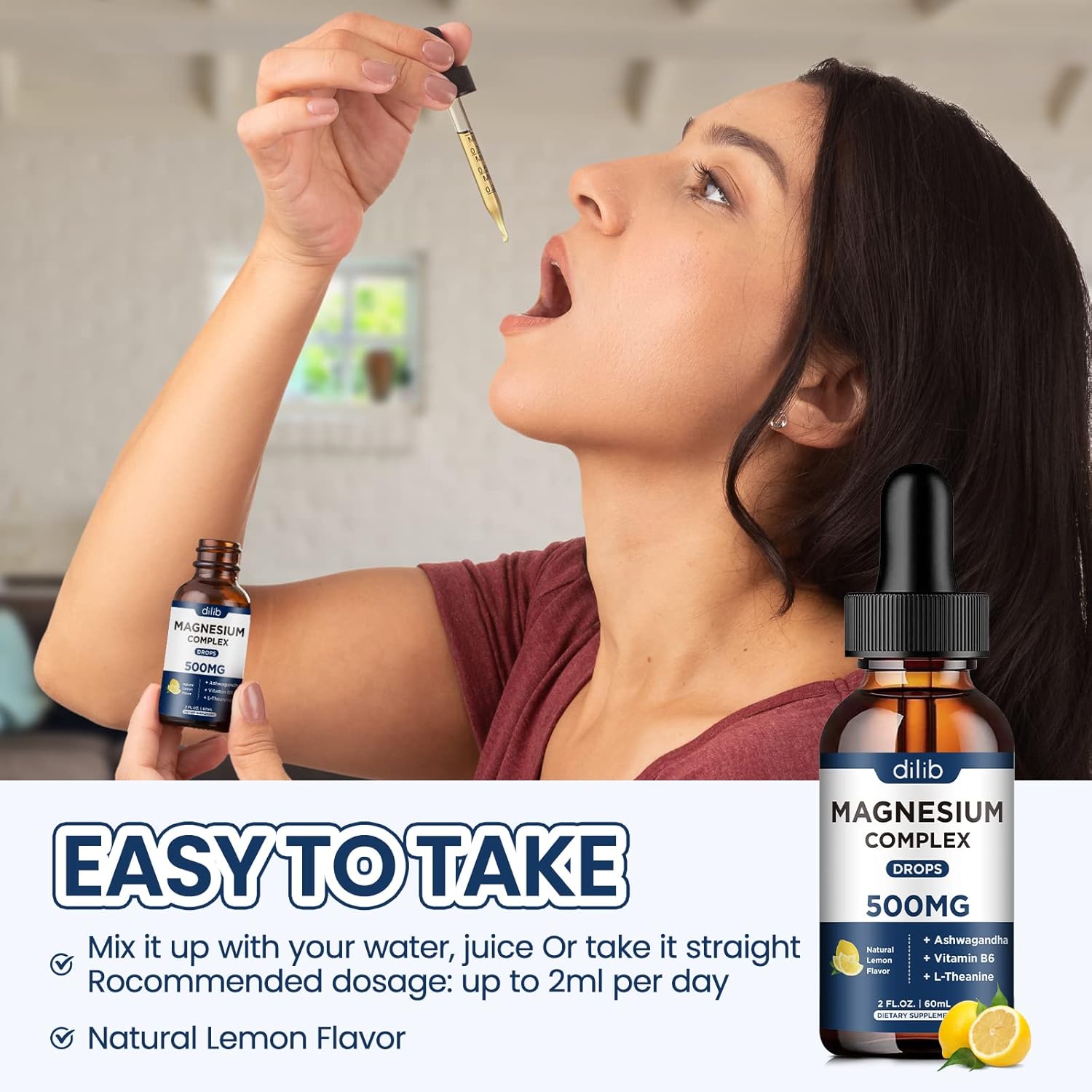 Liquid Magnesium Glycinate Citrate Malate Drops and Gummies Combo Pack