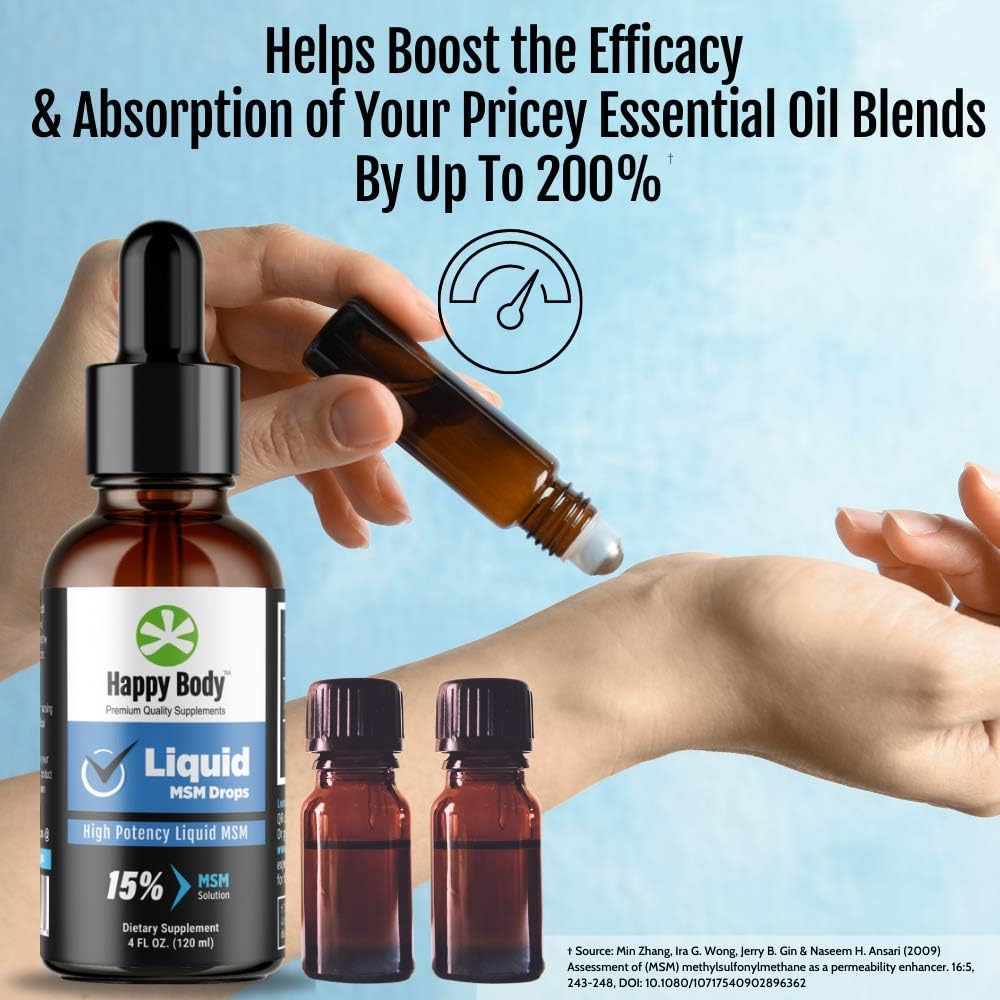 Liquid MSM Drops with Highest MSM Content | Ideal for Oral & Topical Use | 4 fl. oz Bottle (2 Pack)