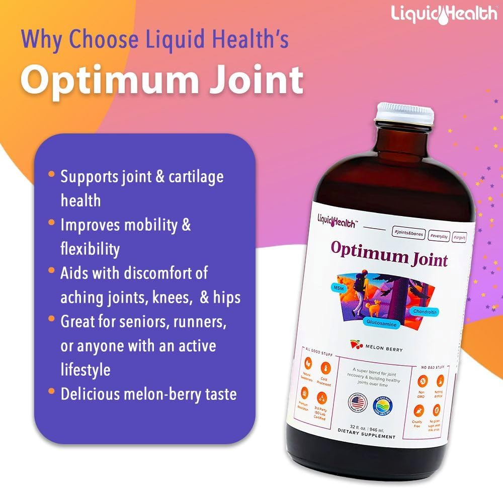 Liquid Multivitamin with Glucosamine, Chondroitin, MSM & Hyaluronic Acid for Joint Support - Mobility & Comfort for Runners, Athletes - Vegan, Sugar-Free Formula (2 Pack)