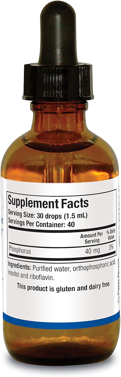 Liquid Phosphorous Supplement with Electrolytes for Bone Health, Protein Production, and Energy Support - 40mg per Drop - 2 Fl Oz Bottle