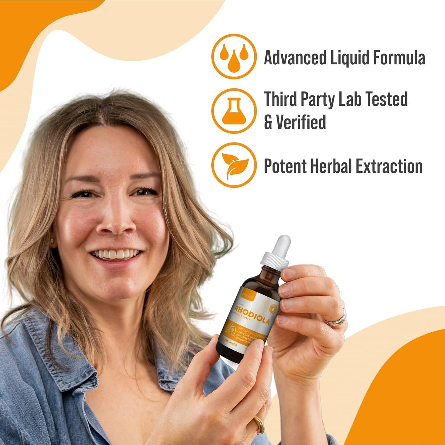 Liquid Rhodiola and Adrenal Support Supplement for Energy and Stress Relief - Enhanced Absorption Formula with Ashwagandha, Holy Basil, and More by Rejuvica Health
