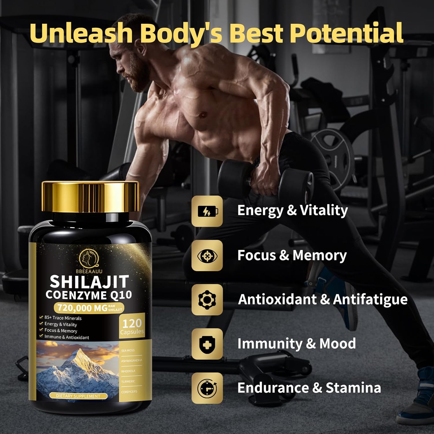 Liquid Trimethylglycine Supplement Drops with Shilajit Capsules and Sea Moss for Enhanced Health