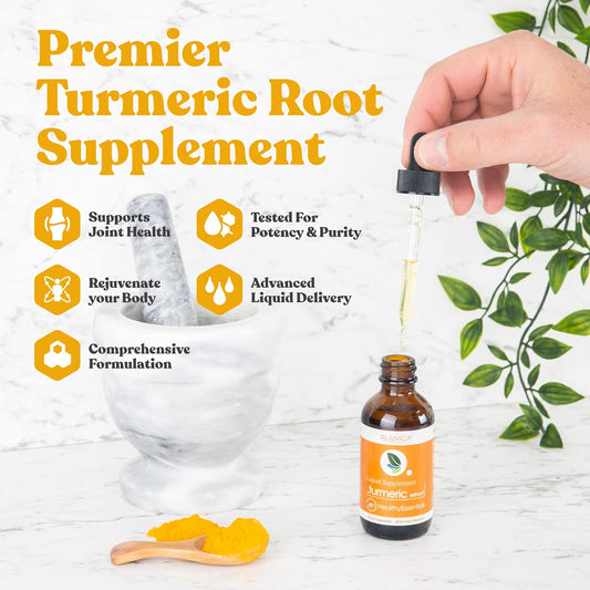 Liquid Turmeric Root Extract with Curcumin for Joint Health - Rejuvica Health Essential Turmeric Supplement for Better Absorption