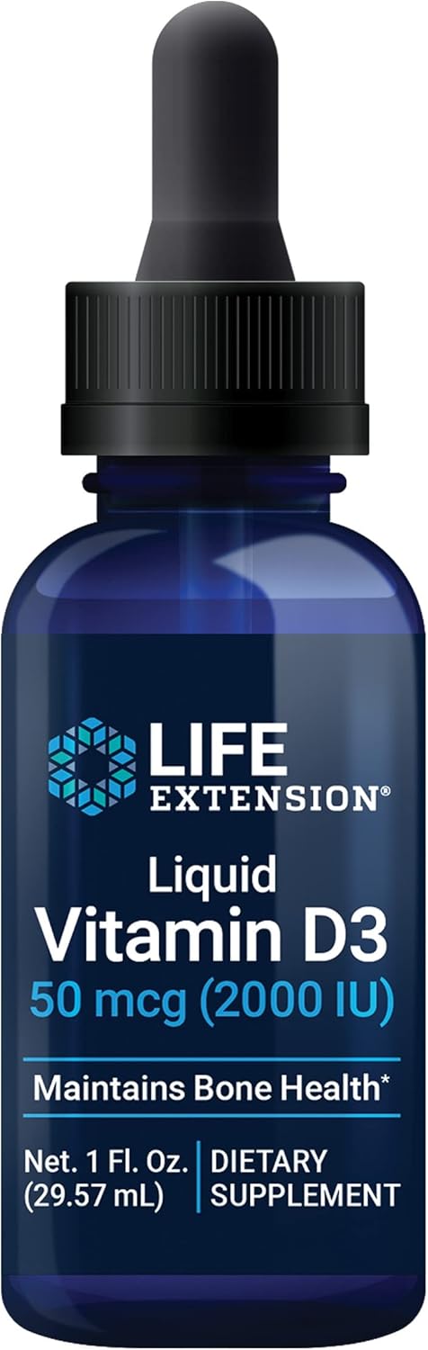 Liquid Vitamin D3 2000 IU for Immune System & Bone Health, Whole-Body Support, Unflavored, Gluten-Free, Non-GMO - 29.57 ml