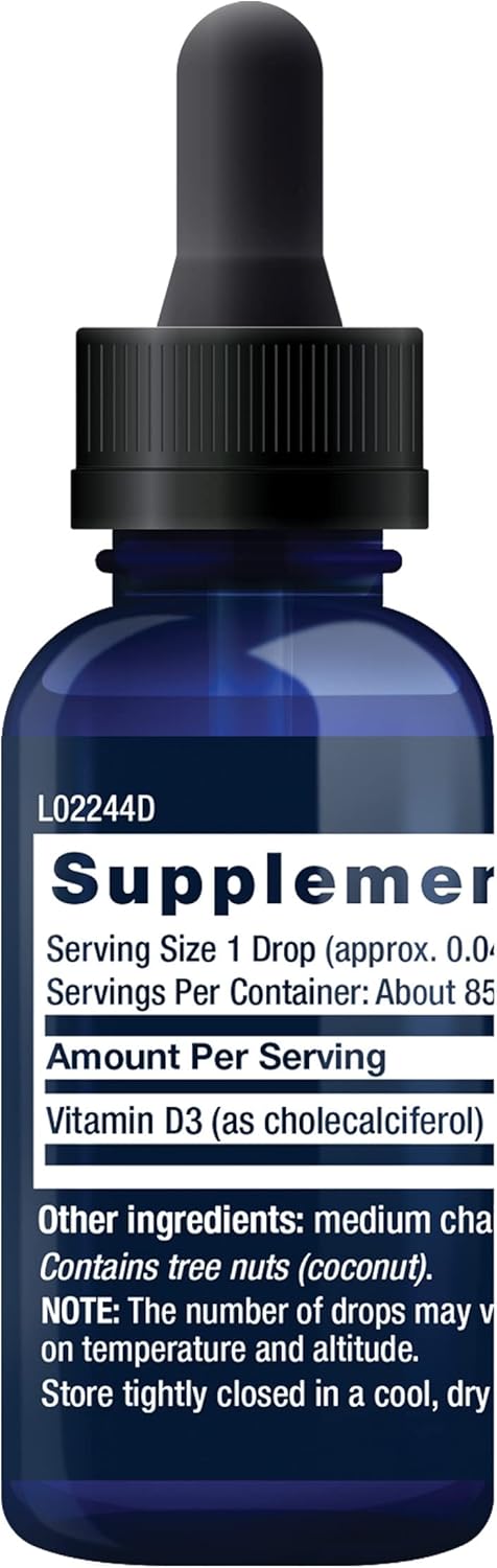 Liquid Vitamin D3 2000 IU for Immune System & Bone Health, Whole-Body Support, Unflavored, Gluten-Free, Non-GMO - 29.57 ml