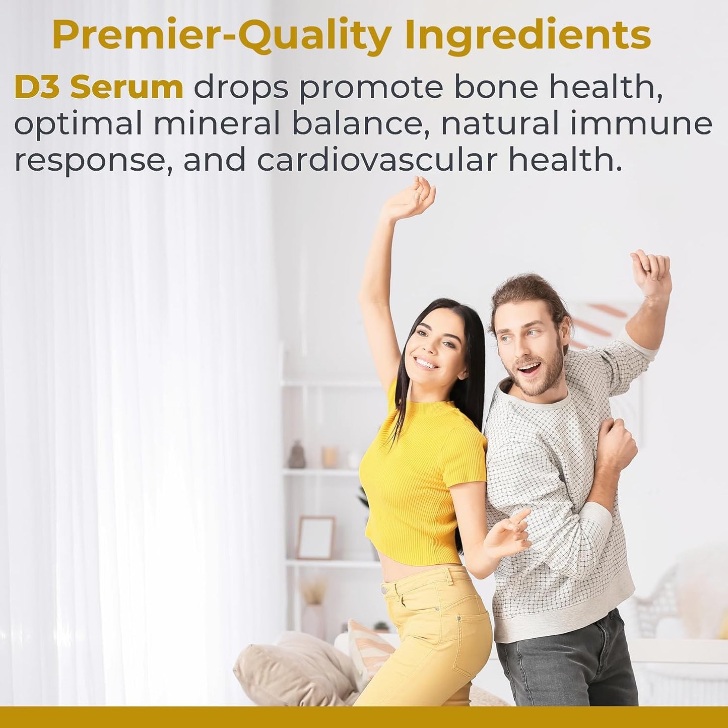 Liquid Vitamin D3 5000 IU Serum for Adults - Sublingual Vitamin D Oil Drops - Premier Research Labs - 0.43 fl oz