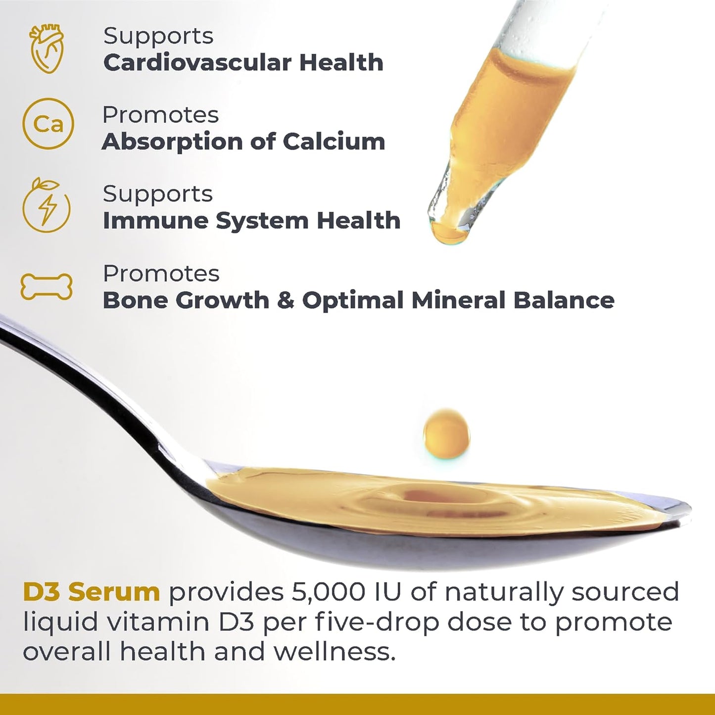 Liquid Vitamin D3 5000 IU Serum for Adults - Sublingual Vitamin D Oil Drops - Premier Research Labs - 0.43 fl oz