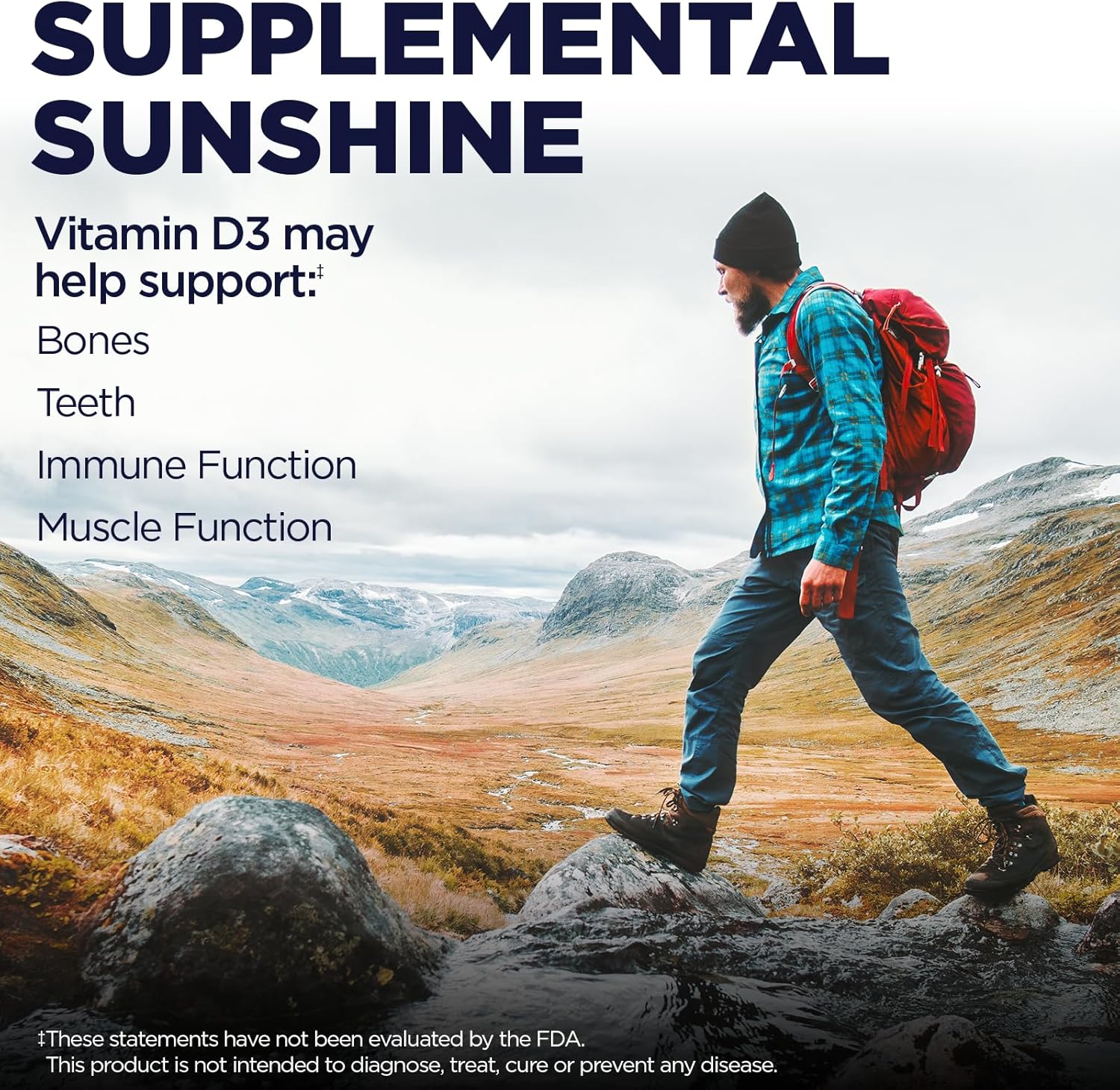 Liquid Vitamin D3 Drops for Bone Strength & Immune Support - 2000 IU (50 mcg) Vegetarian Supplement - 1.8oz Bottle, 60-Day Guarantee