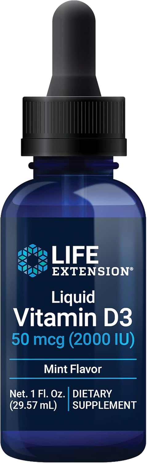 Liquid Vitamin D3 (Mint) 50mcg (2000 IU) - Immune & Bone Health Support - Tasty Peppermint Flavor - Gluten Free - Non-GMO - 29.57ml