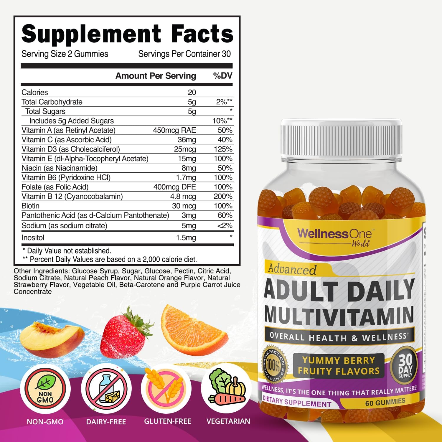 Liquid Zinc & Adult Multivitamin Gummy Bundle - Energy, Immune Support, Skin & Brain Health - 1.67 fl oz Zinc Drops & 60 Berry Flavored Gummies
