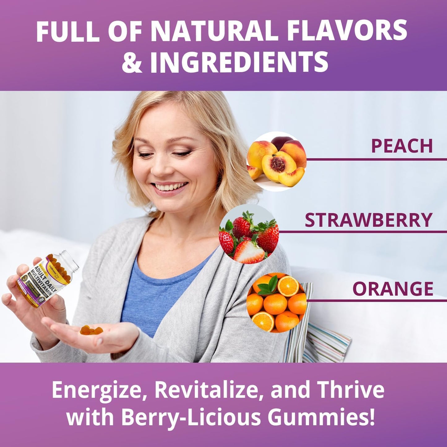 Liquid Zinc & Adult Multivitamin Gummy Bundle - Energy, Immune Support, Skin & Brain Health - 1.67 fl oz Zinc Drops & 60 Berry Flavored Gummies