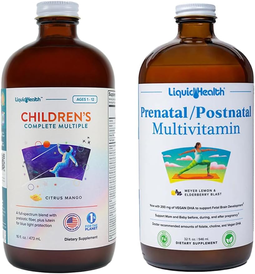 LiquidHealth Children's Complete Multivitamin & Women's Prenatal/Postnatal Liquid Multivitamin - Immune Support & Wellness for Moms & Kids