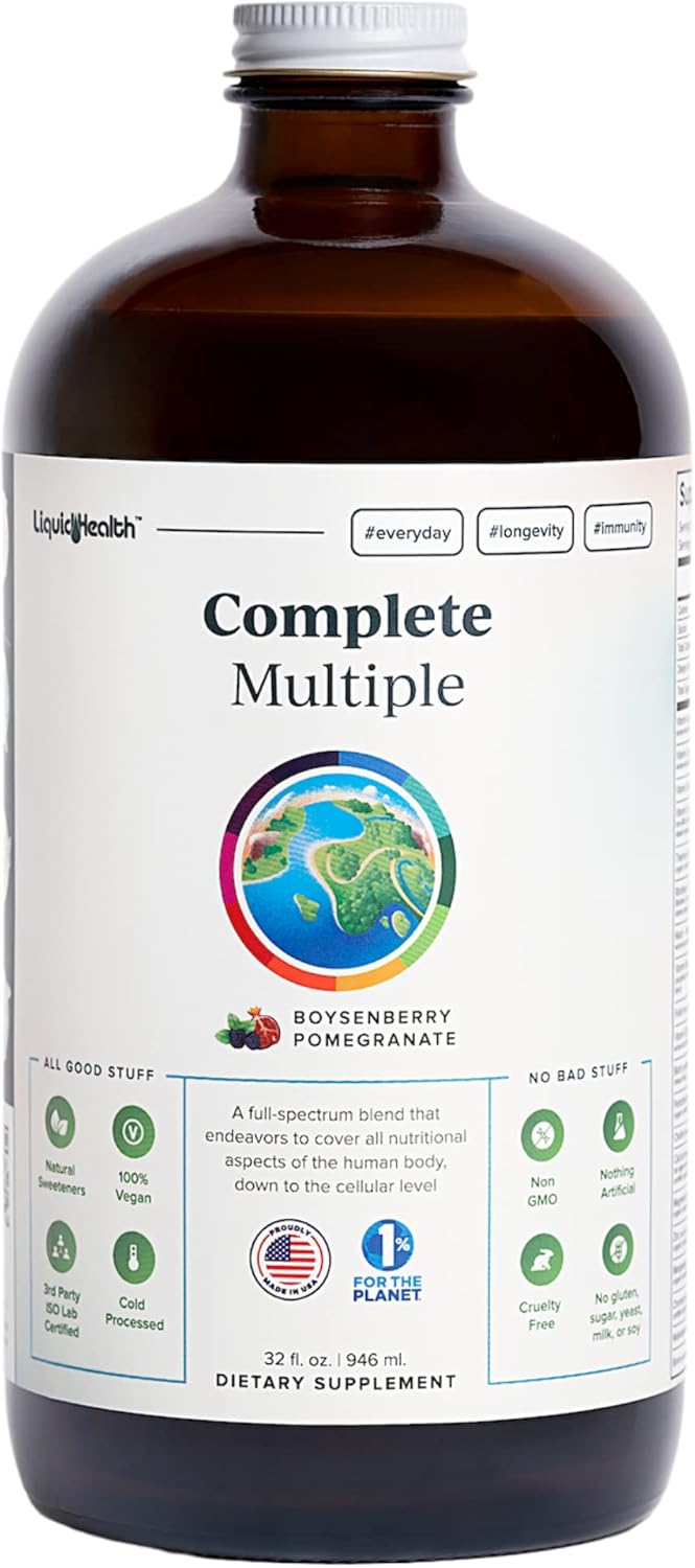LiquidHealth Complete Adult Liquid Multivitamin - Essential Nutrients for Immune Support, Energy, and Detox - Vegan, Non-GMO, Sugar-Free - Great Taste - 32 oz Bottle