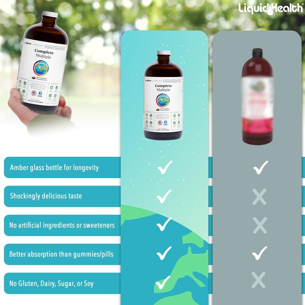 LiquidHealth Complete Adult Liquid Multivitamin - Essential Nutrients for Immune Support, Energy, and Detox - Vegan, Non-GMO, Sugar-Free - Great Taste - 32 oz Bottle