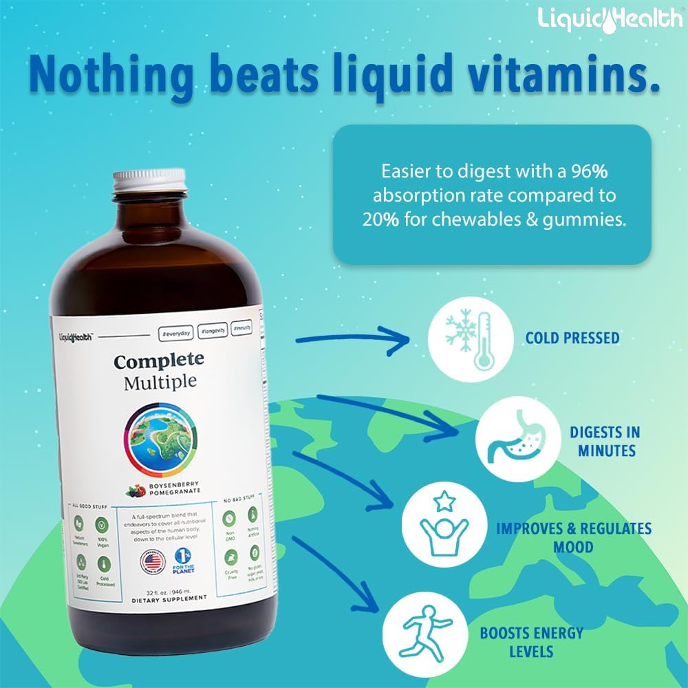 LIQUIDHEALTH Optimum Joint Glucosamine Chondroitin & Multivitamin Bundle - Immune & Bone Support for Men & Women, Whole Foods, Vegan, Non-GMO