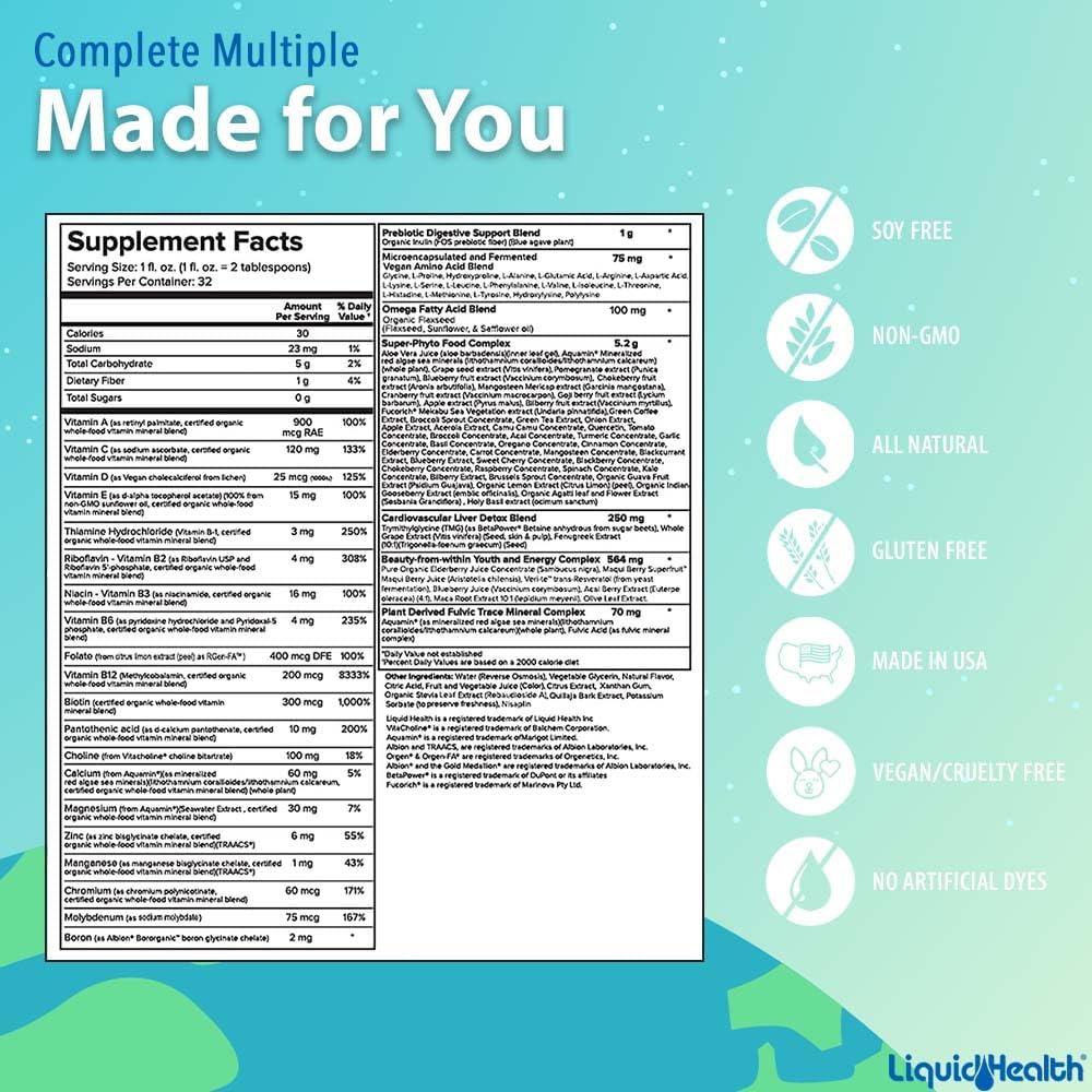 LIQUIDHEALTH Ultimate Immunity & Energy Liquid Vitamin Bundle for Adults - Multivitamin, B-Complex, Vitamin D3, Elderberry Drops - Non-GMO & Vegan