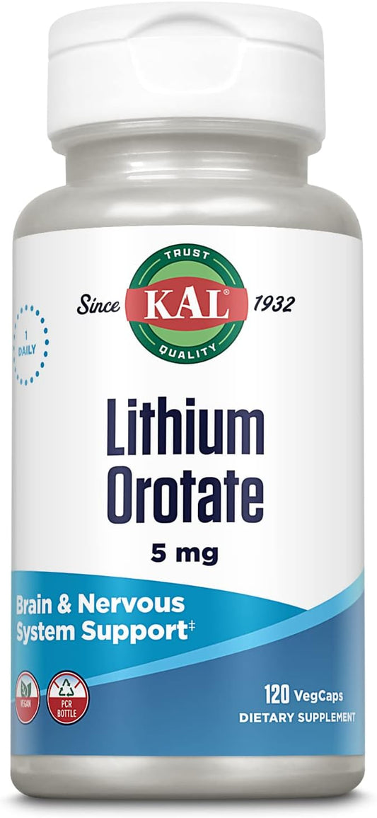 Lithium Orotate 5mg VegCaps - Chelated for Bioavailability & Mood Support