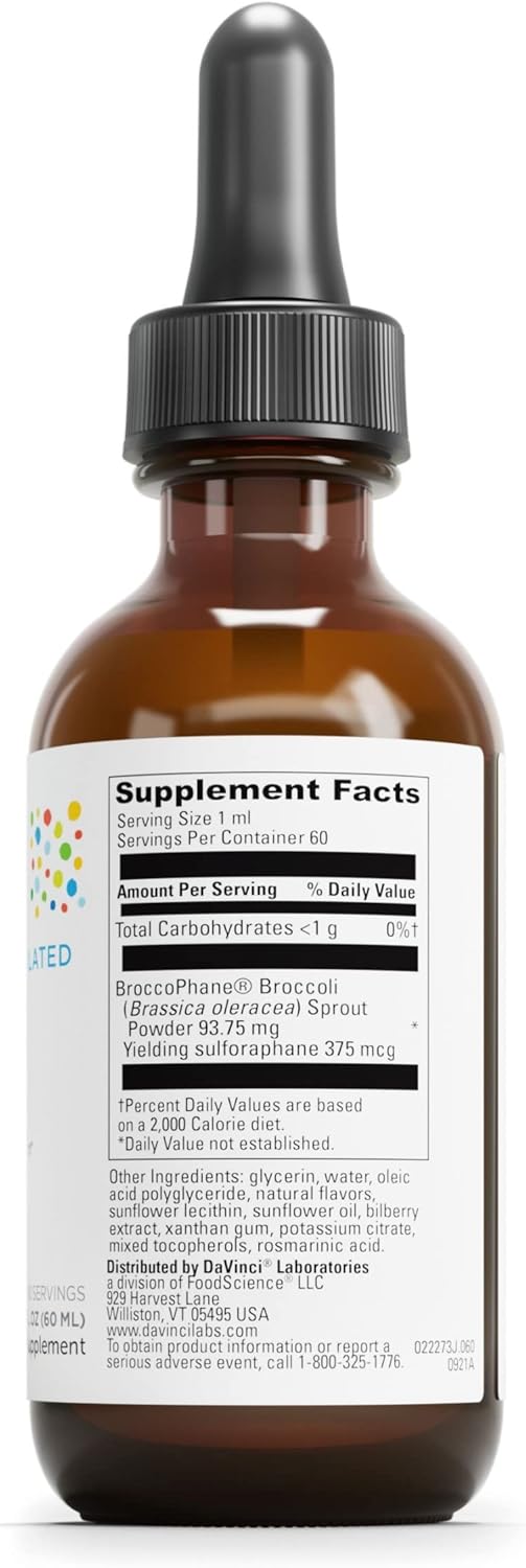 Little DaVinci Berry Flavored Sulforaphane Supplement - Supports Brain, Immune, & Nervous System - 2 Fl Oz - 60 Servings