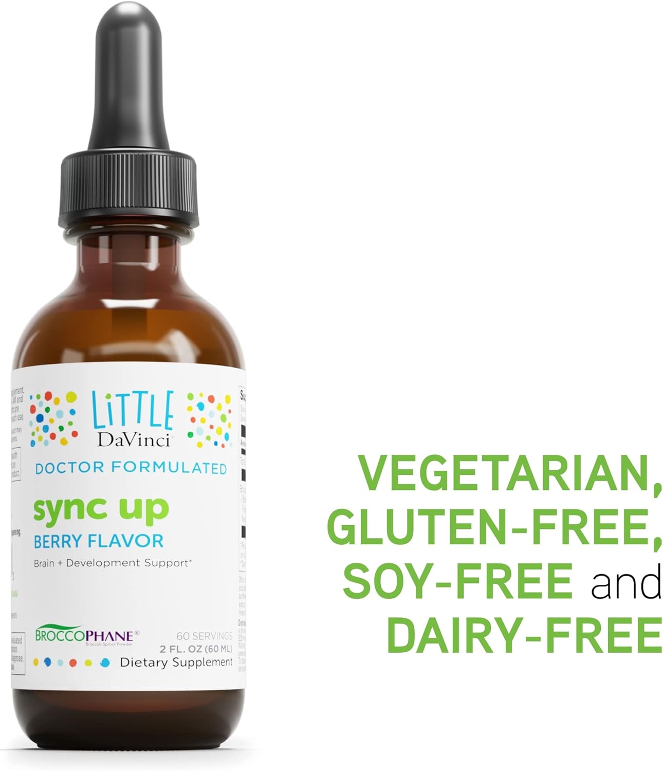 Little DaVinci Berry Flavored Sulforaphane Supplement - Supports Brain, Immune, & Nervous System - 2 Fl Oz - 60 Servings