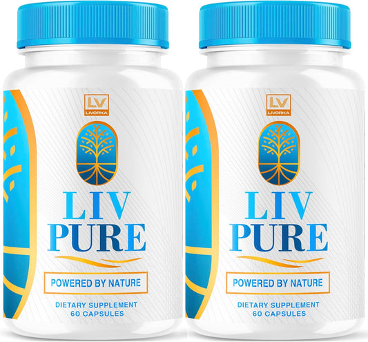 Liv Pure Liver Pills - 2 Pack, 120 Capsules for 60 Days - Livorka Liver Support Supplement with Positive Reviews