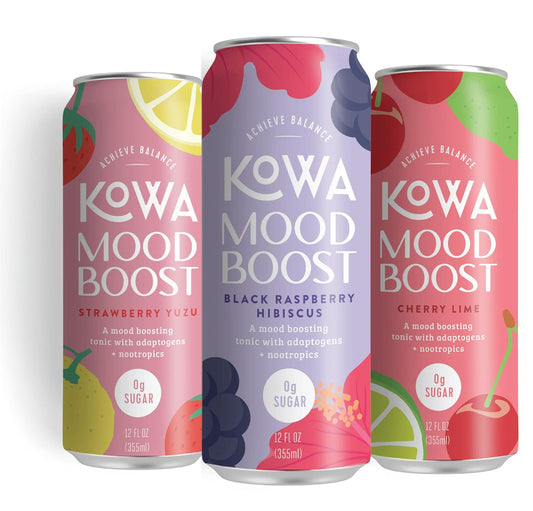 LiveKowa Kowa Mood Boost Variety Pack - 10 Calorie Adaptogen Drink, Zero Sugar & Caffeine-Free - 12 fl oz (Pack of 12)