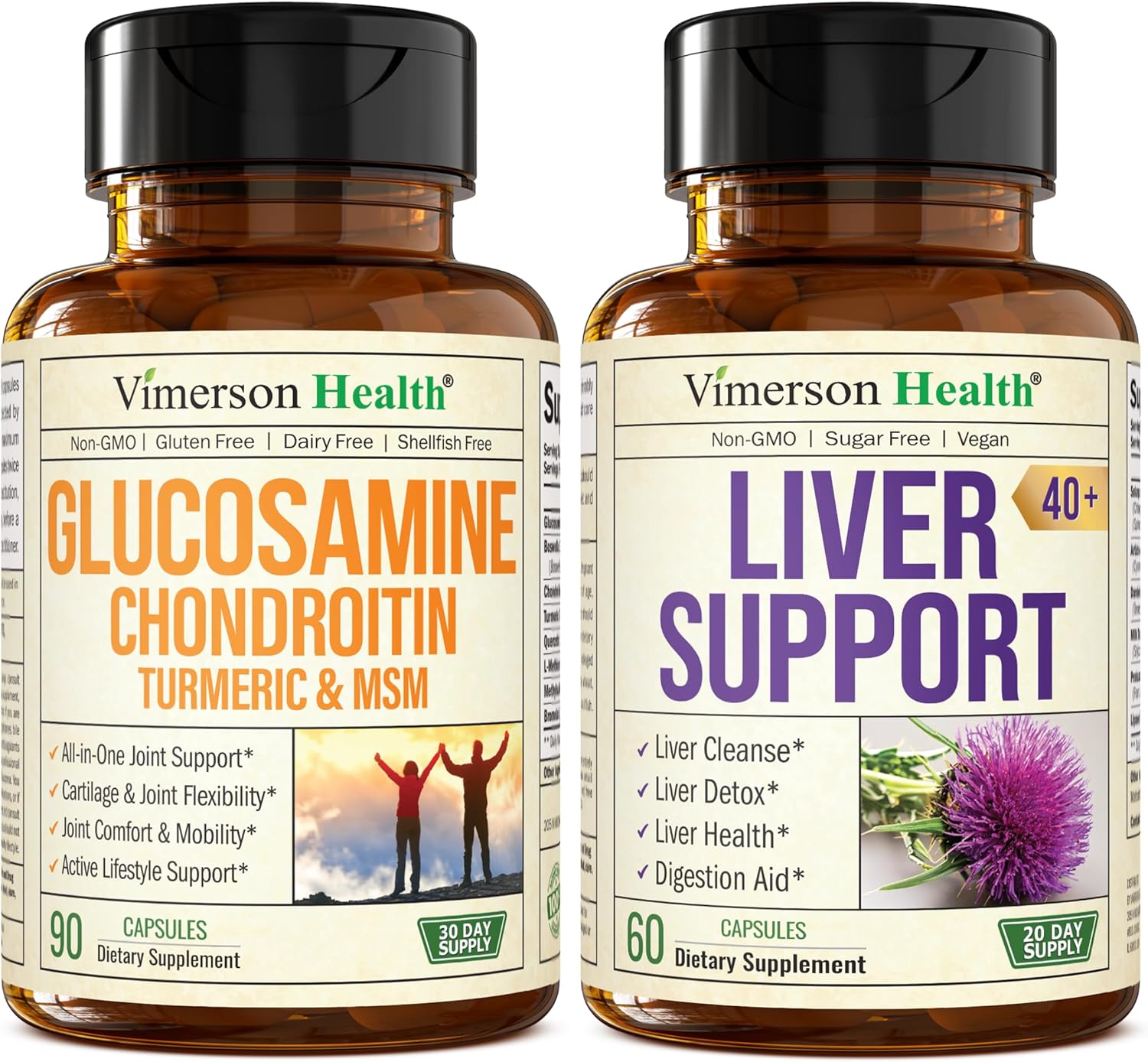 Liver and Joint Support Supplement for 40+ with Glucosamine, Chondroitin, MSM, Turmeric, Boswellia, and Milk Thistle Extract - Liver Cleanse and Repair Formula
