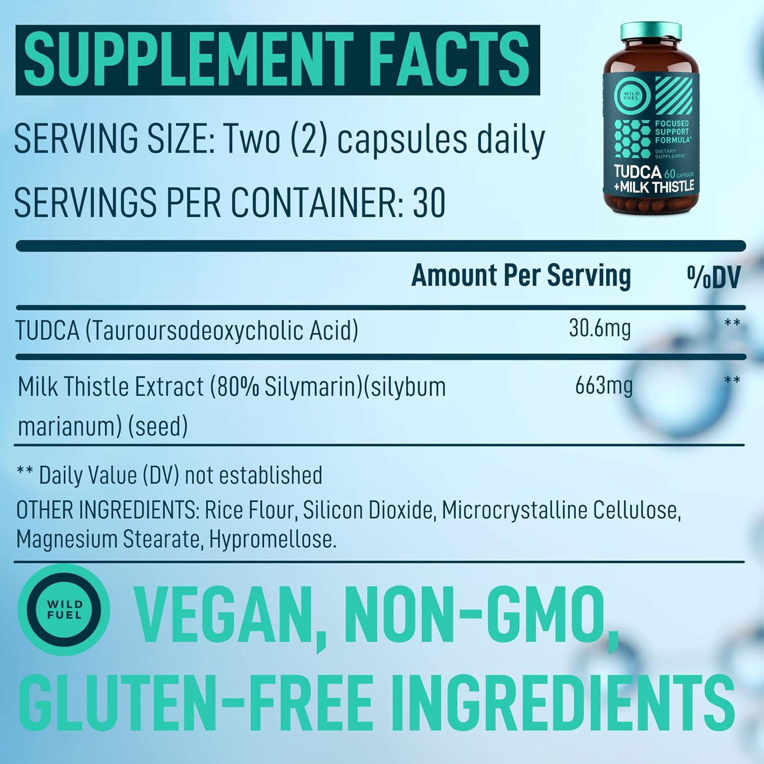 Liver Cleanse Bundle: WILD FUEL Tudca with Milk Thistle, Vegan Probiotic, and B12 Supplement for Gut Health