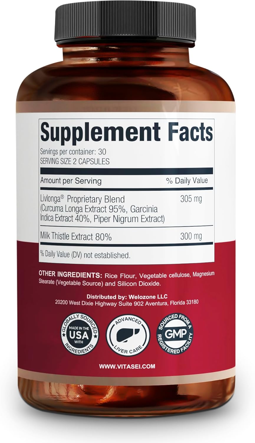 Liver Cleanse Detox Capsules with Milk Thistle, Garcinia, and Curcumin - Herbal Supplement for Men and Women - 60 Capsules