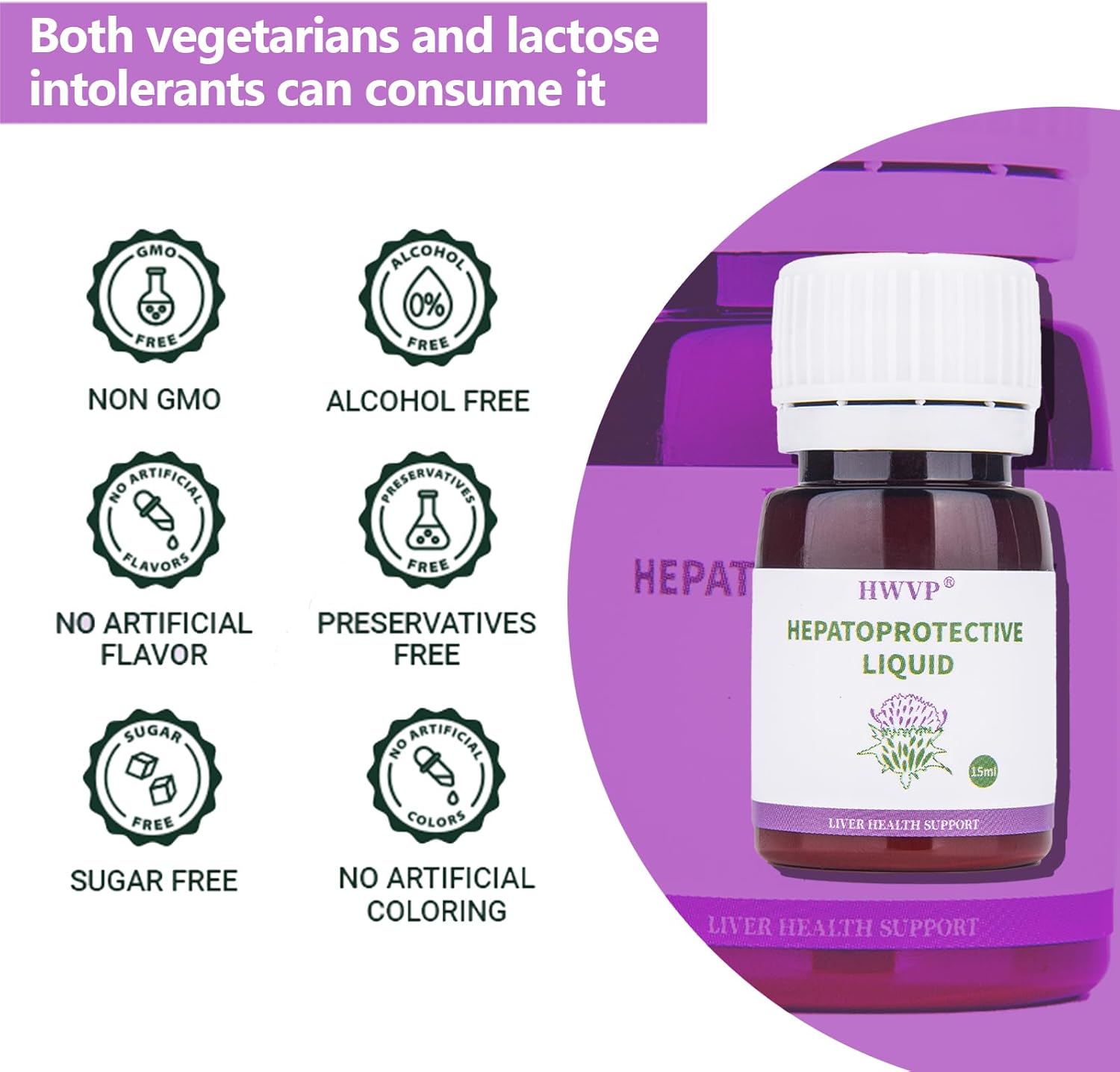 Liver Cleanse Detox Drops with Milk Thistle & FDP Cell Energy Liquid - Liver Protection & Repair Formula - 15 Bottles, 7.5 FI oz Total