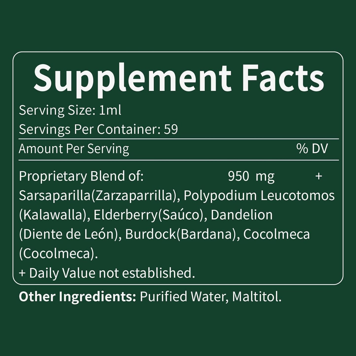 Liver Cleanse Detox Drops with Sarsaparilla Root, Dandelion, Cocolmeca, Polypodium Leucotomos - Immune Support & Colon Cleanse - 2oz