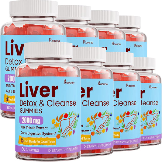 Liver Cleanse Detox Gummies with Milk Thistle, Turmeric, Dandelion Root & Artichoke - 3000mg Formula for Detox, Renewal & Antioxidant Support - Fruit Flavor, 480 Gummies