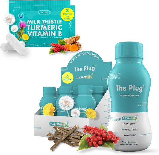 Liver Cleanse Detox & Repair Bundle - Supplement Pills & Recovery Drink (6 Pack) by The Plug