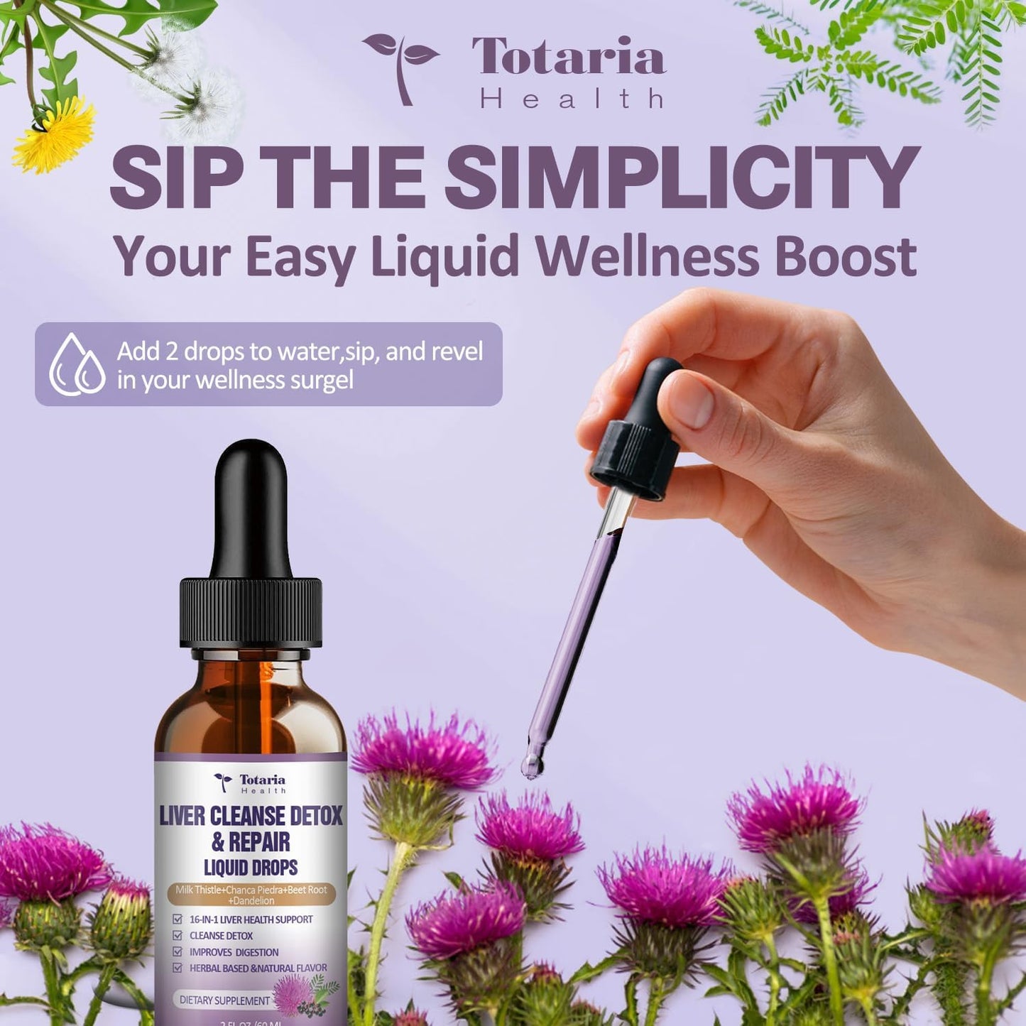 Liver Cleanse Detox & Repair Liquid - 1100mg Milk Thistle & Dandelion Root - 16+ Herbs for Liver Support - Active Liver Health Formula - Vegan Non-GMO All-Natural - 2 Fl Oz (Pack of 2)