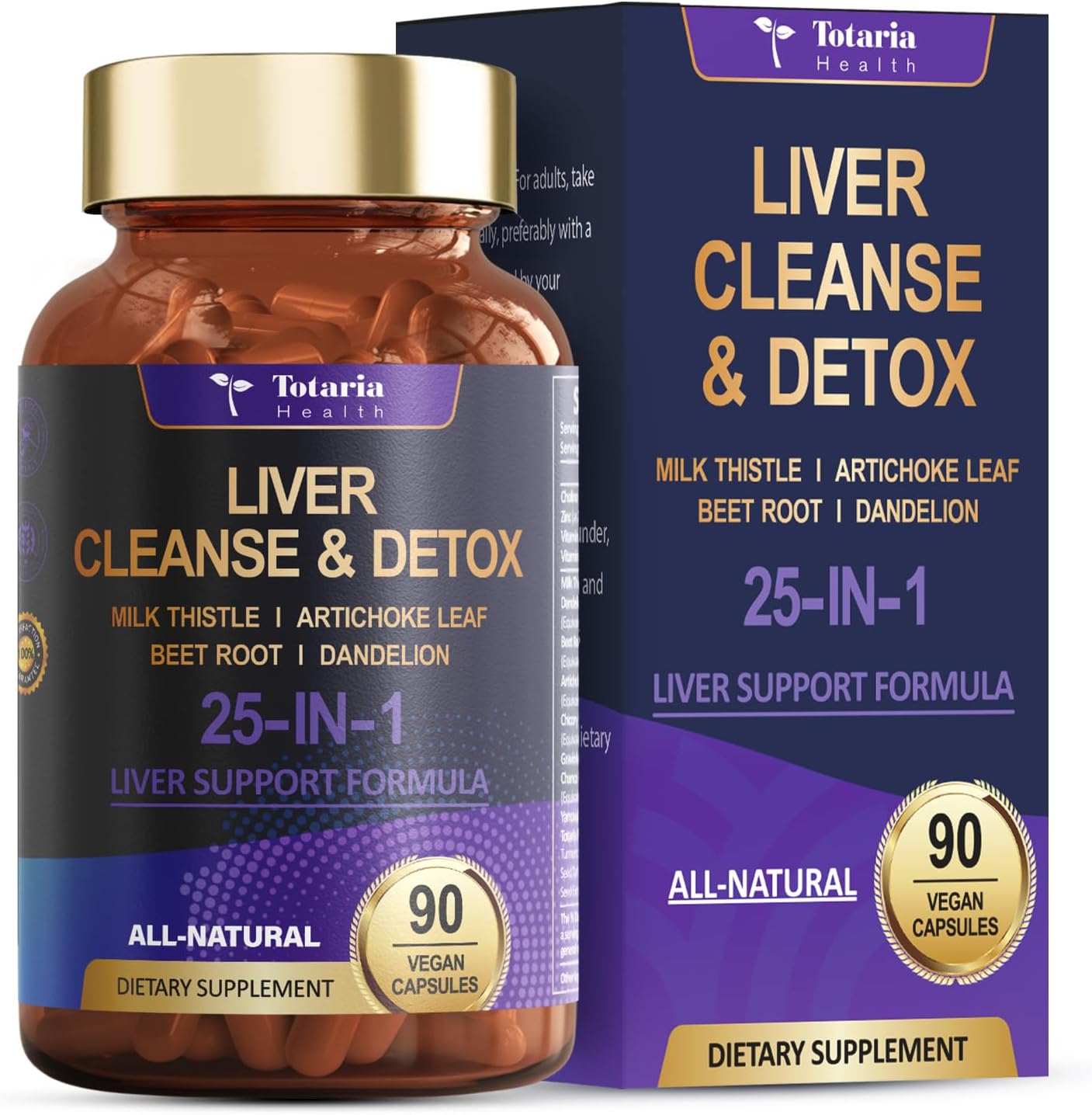 Liver Cleanse Detox & Repair Supplement with Milk Thistle, Dandelion Root, Beetroot - 90 Vegan Capsules