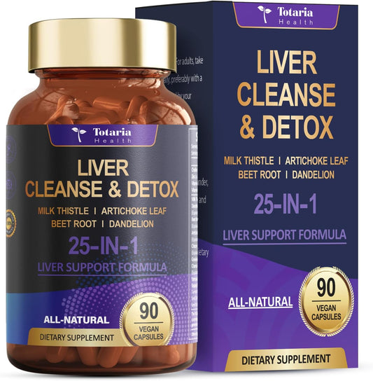 Liver Cleanse Detox & Repair Supplement with Milk Thistle, Dandelion Root, Beetroot - 90 Vegan Capsules