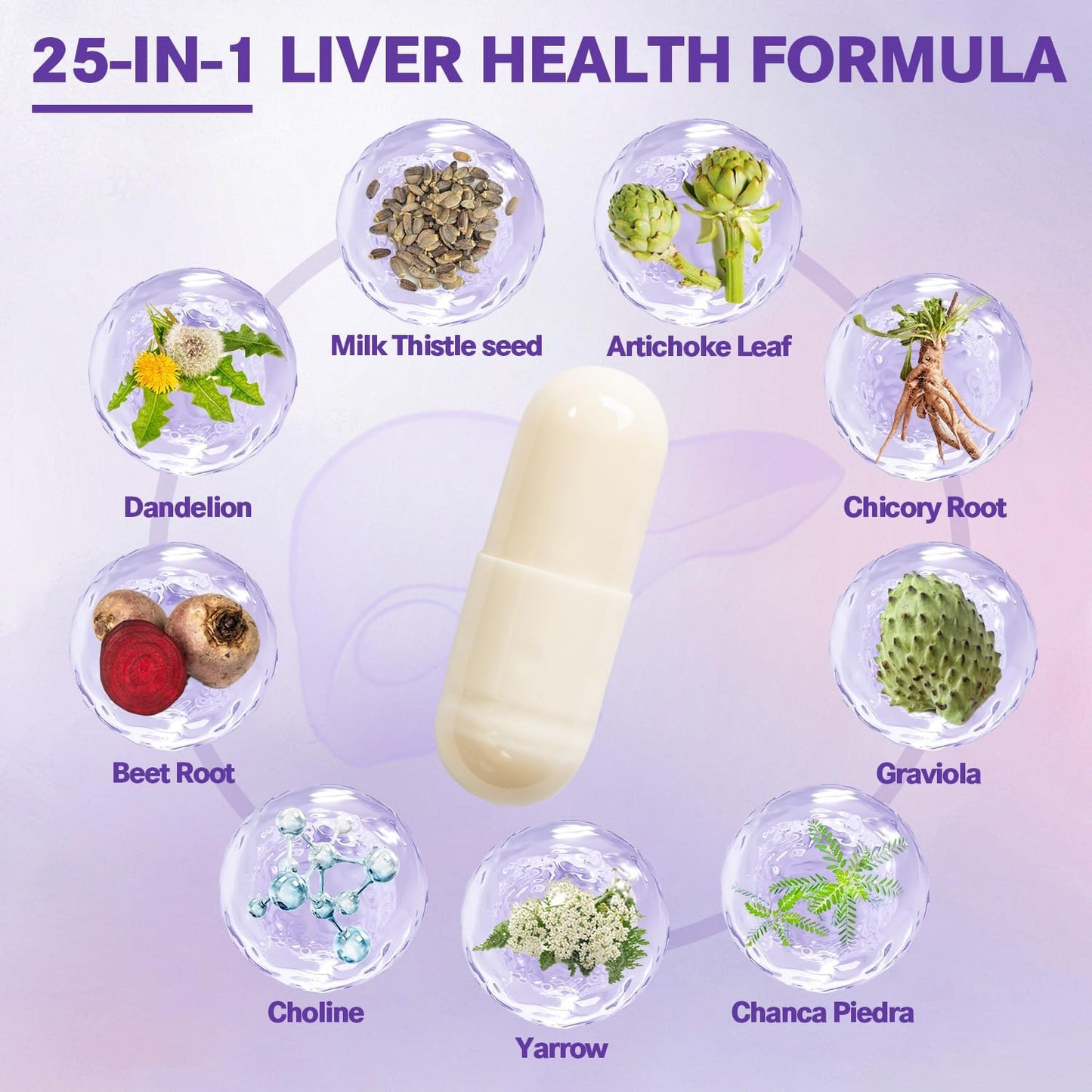 Liver Cleanse Detox & Repair Supplement with Milk Thistle, Dandelion Root, Beetroot - 90 Vegan Capsules