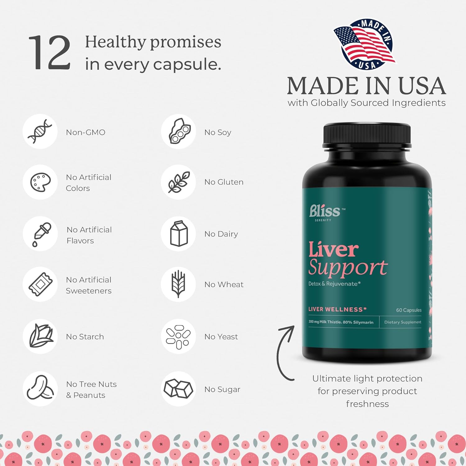 Liver Cleanse Detox Supplement with Milk Thistle, Artichoke Extract, Dandelion Root - Optimal Liver Support - 60 Vegcaps, 30 Day Supply