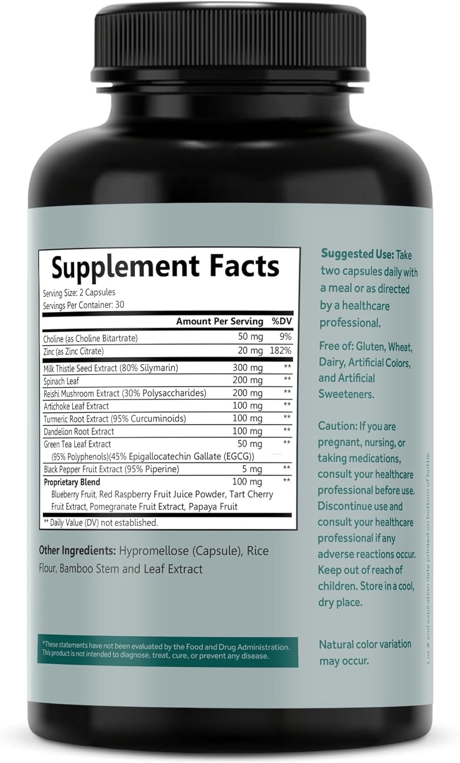 Liver Cleanse Detox Supplement with Milk Thistle, Artichoke Extract, Dandelion Root - Optimal Liver Support - 60 Vegcaps, 30 Day Supply