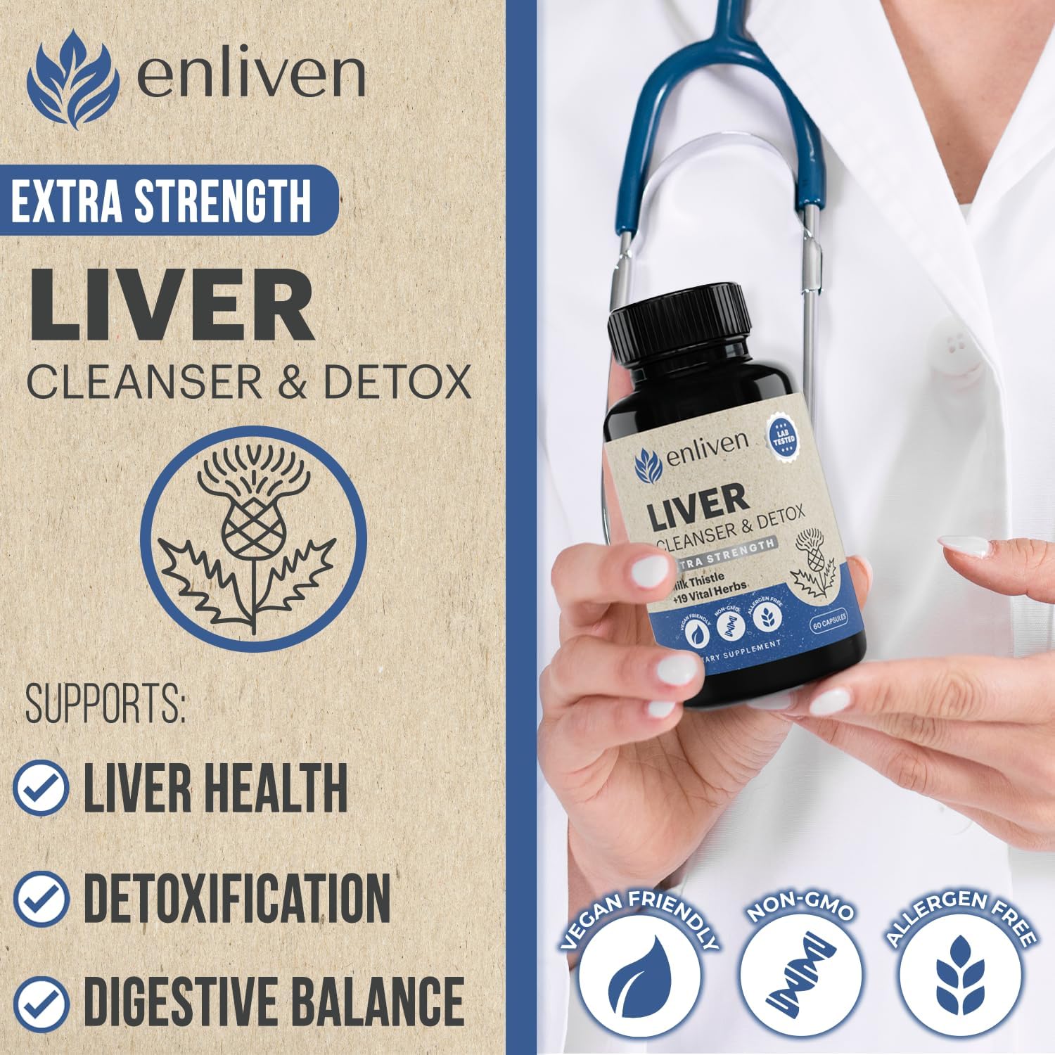 Liver Cleanse Detox Supplement with Milk Thistle & Dandelion - Supports Liver Health, Fatty Liver Support for Men & Women - Non-GMO, Made in USA - 60 Capsules