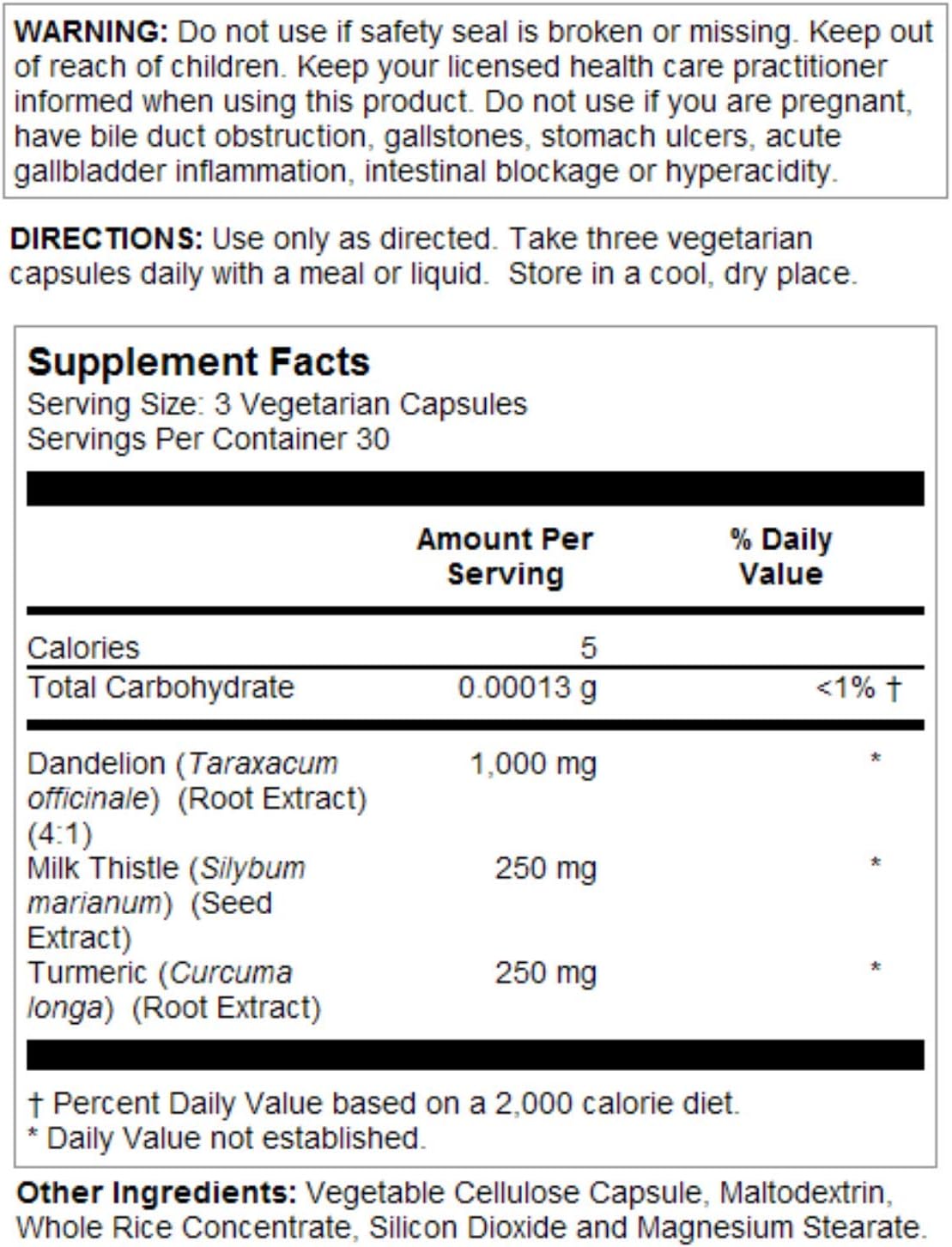 Liver Cleanse Formula with Milk Thistle, Dandelion Root, and Turmeric - 90 Capsules