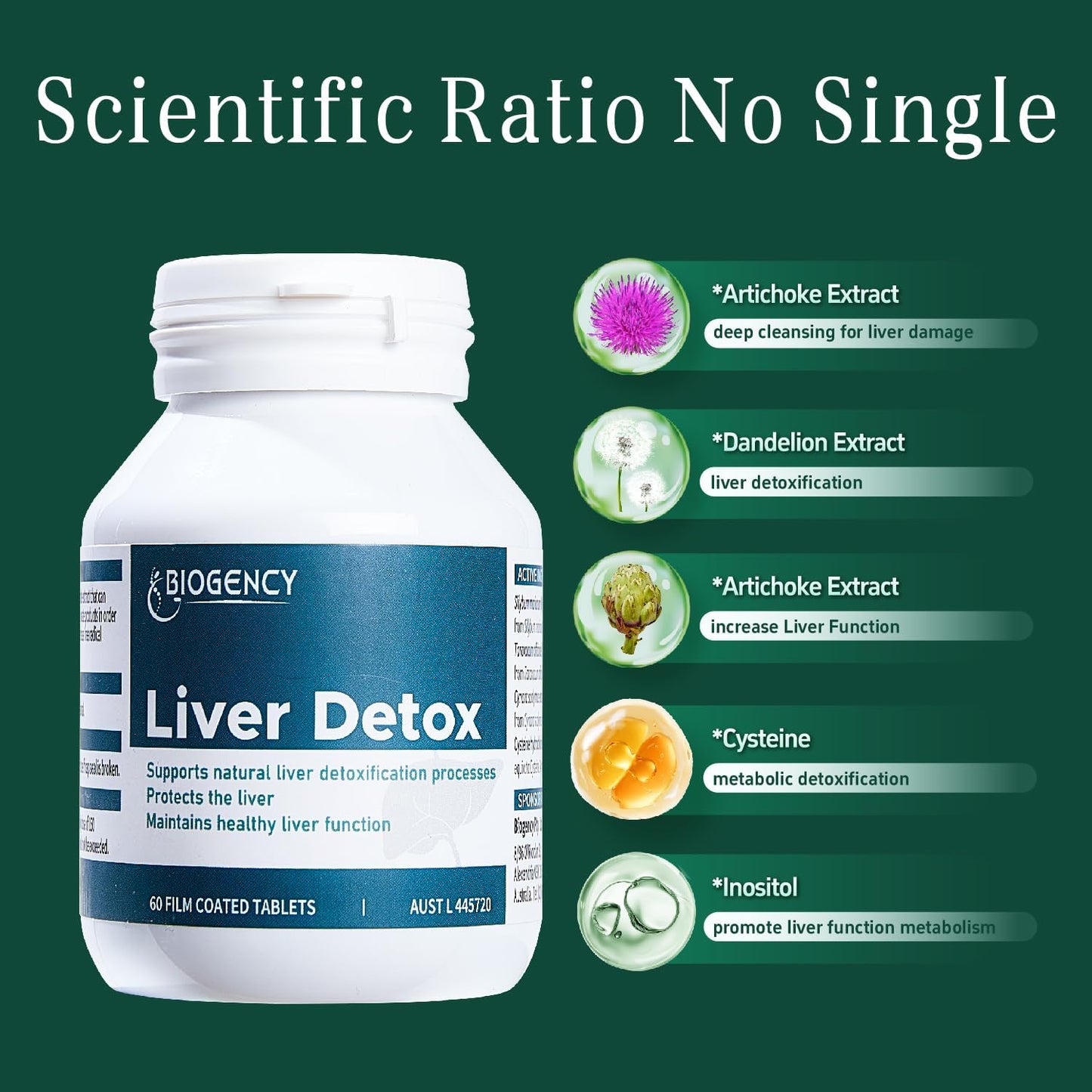 Liver Detox Cleanse Supplement with Silymarin, Dandelion, and Artichoke Extract - Herbal Support for Liver Health - 60 Tablets - Men and Women - 1 Pack