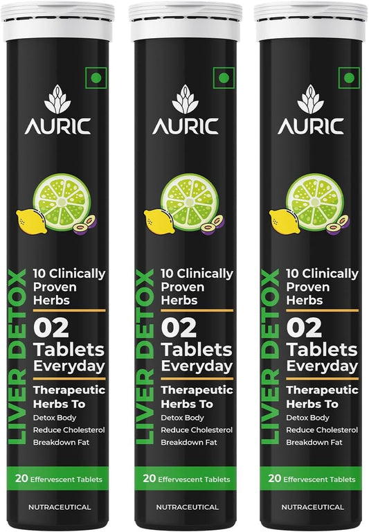 Liver Detox Effervescent Tablets with 10 Ayurvedic Herbs - Clinically Researched Therapeutic Ingredients - Fizzy Water - 60 Count