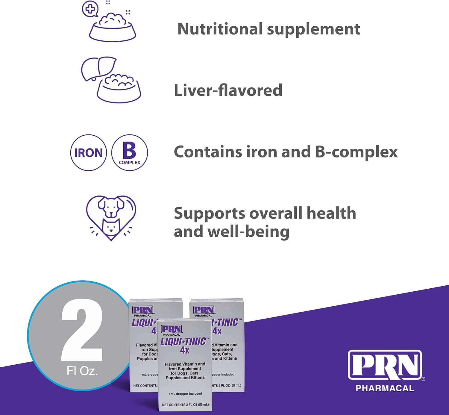 Liver-Flavored Pet Nutritional Supplement with Iron & B-Complex Vitamins - 2 fl oz (3 Pack) by PRN Pharmacal