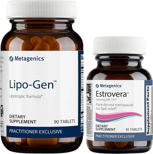 Liver & Gallbladder Support Bundle - Lipo-Gen & Estrovera - 90 Tablets for Liver Health & 30 Tablets for Menopause Relief & Hot Flashes