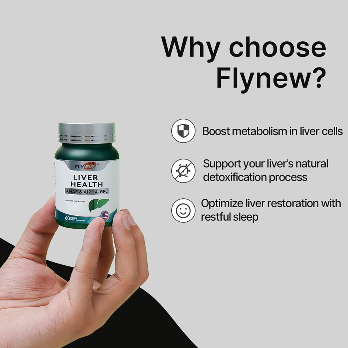 Liver Health Supplement Made in USA with NADH & Alpha-GPC, PQQ, L-Theanine, GMP - Detox & Repair Support, 60 Tablets