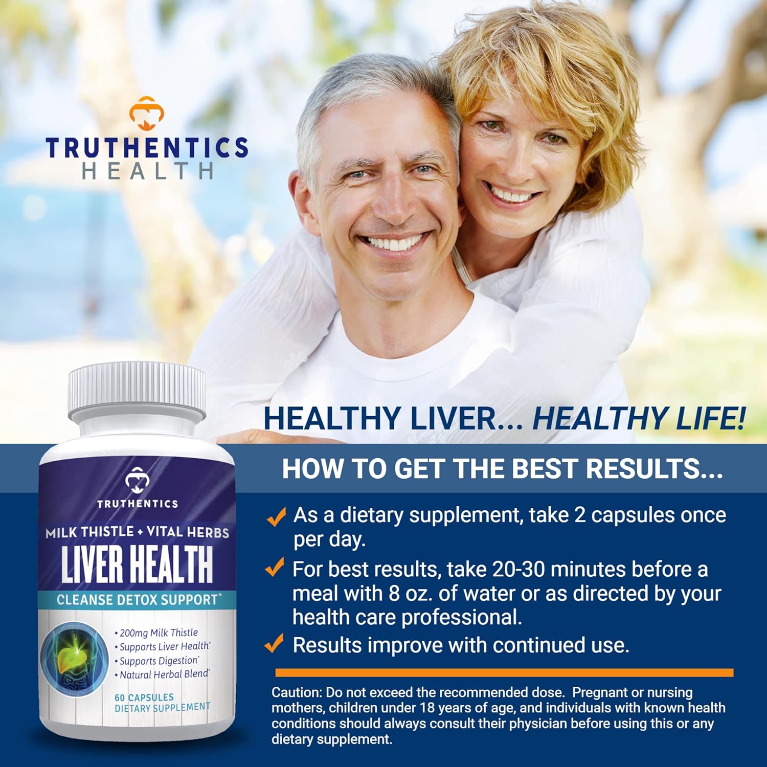 Liver Health Supplement with Milk Thistle, Artichoke, Dandelion, Turmeric - Natural Detox Support for Men & Women - 60 Capsules